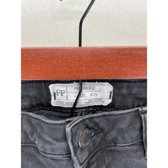 Free People Women’s 29 Black Denim Jeans 5 Pocket Perfectly Destroyed Distressed - Picture 3 of 10